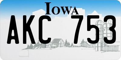 IA license plate AKC753