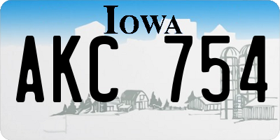 IA license plate AKC754