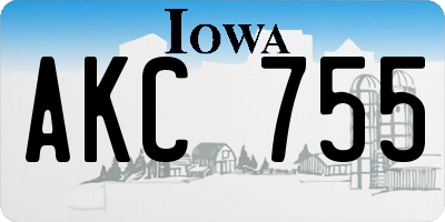 IA license plate AKC755