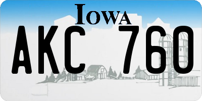 IA license plate AKC760