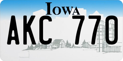 IA license plate AKC770