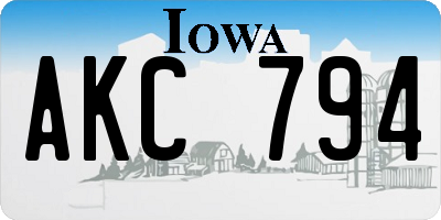 IA license plate AKC794