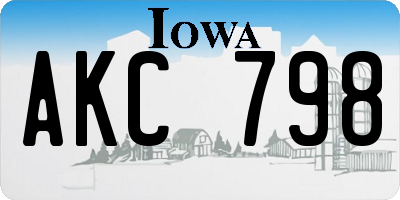 IA license plate AKC798