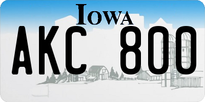IA license plate AKC800