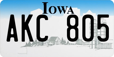 IA license plate AKC805