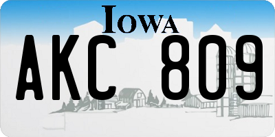 IA license plate AKC809