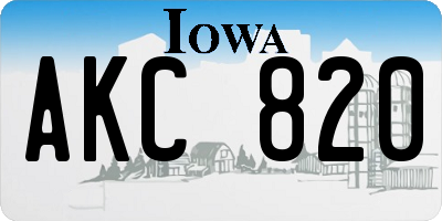 IA license plate AKC820
