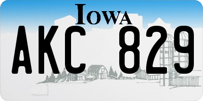 IA license plate AKC829