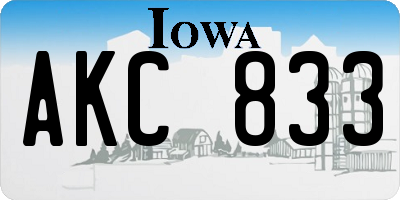 IA license plate AKC833