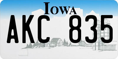 IA license plate AKC835