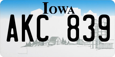 IA license plate AKC839