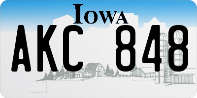 IA license plate AKC848