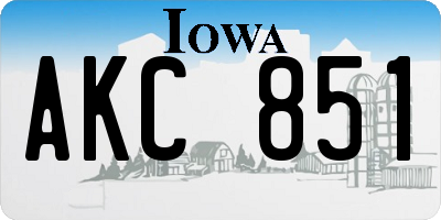 IA license plate AKC851
