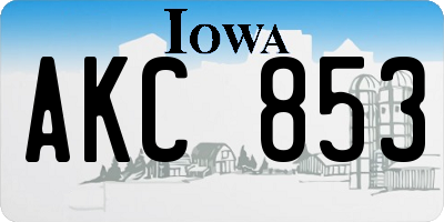IA license plate AKC853