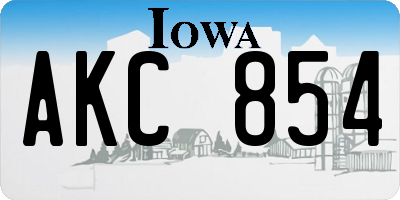 IA license plate AKC854