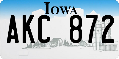 IA license plate AKC872