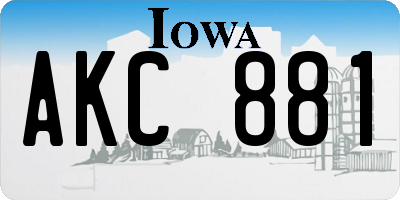 IA license plate AKC881