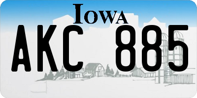 IA license plate AKC885