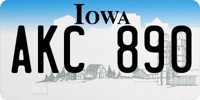 IA license plate AKC890