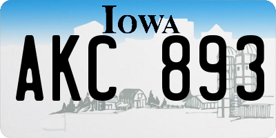 IA license plate AKC893