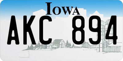 IA license plate AKC894