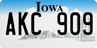 IA license plate AKC909