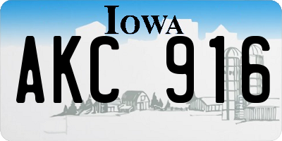 IA license plate AKC916