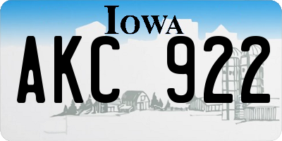 IA license plate AKC922
