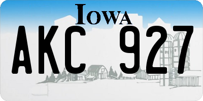 IA license plate AKC927