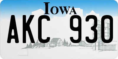 IA license plate AKC930