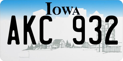 IA license plate AKC932