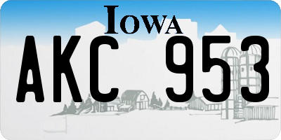 IA license plate AKC953