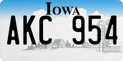 IA license plate AKC954