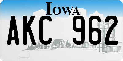 IA license plate AKC962