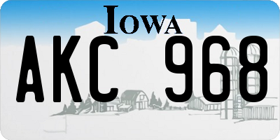 IA license plate AKC968