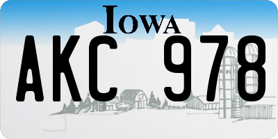 IA license plate AKC978