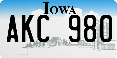 IA license plate AKC980