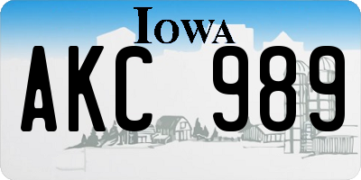 IA license plate AKC989