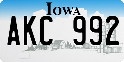 IA license plate AKC992