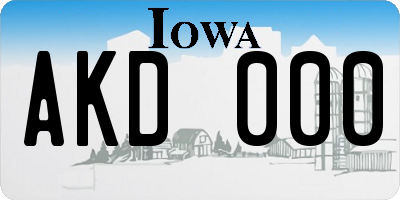 IA license plate AKD000