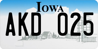 IA license plate AKD025
