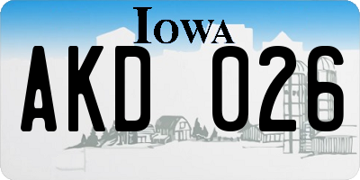 IA license plate AKD026