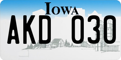 IA license plate AKD030