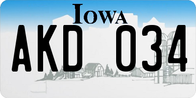 IA license plate AKD034