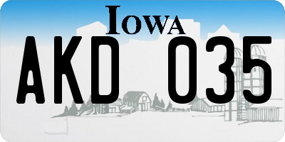 IA license plate AKD035