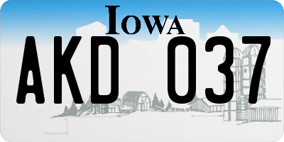 IA license plate AKD037