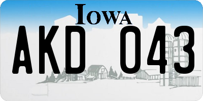 IA license plate AKD043