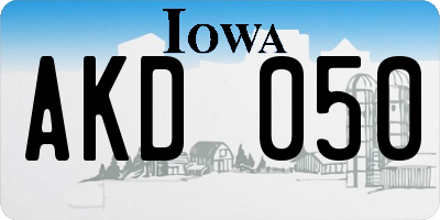 IA license plate AKD050