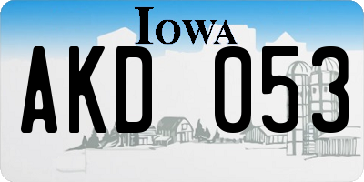 IA license plate AKD053