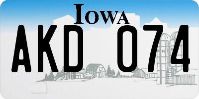 IA license plate AKD074